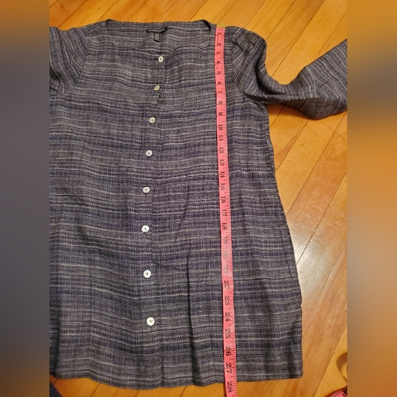 Eileen Fisher coastline tunic. Oversized. 100% linen. Grey, white, blue. XS P. - Picture 12 of 14